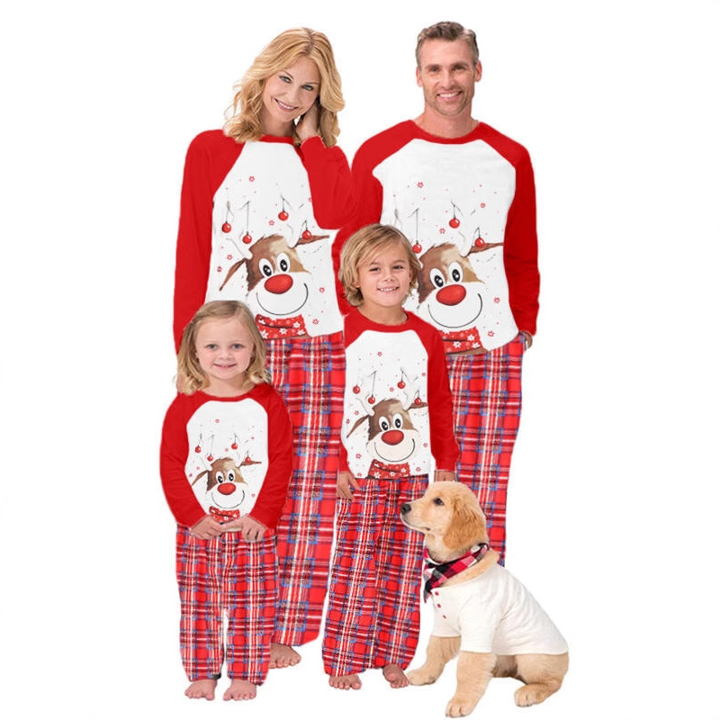 2022 New European and American Style eBay Christmas Parent-Child Printed Long-Sleeved Pajamas and Loungewear Set, In Stock 0540
