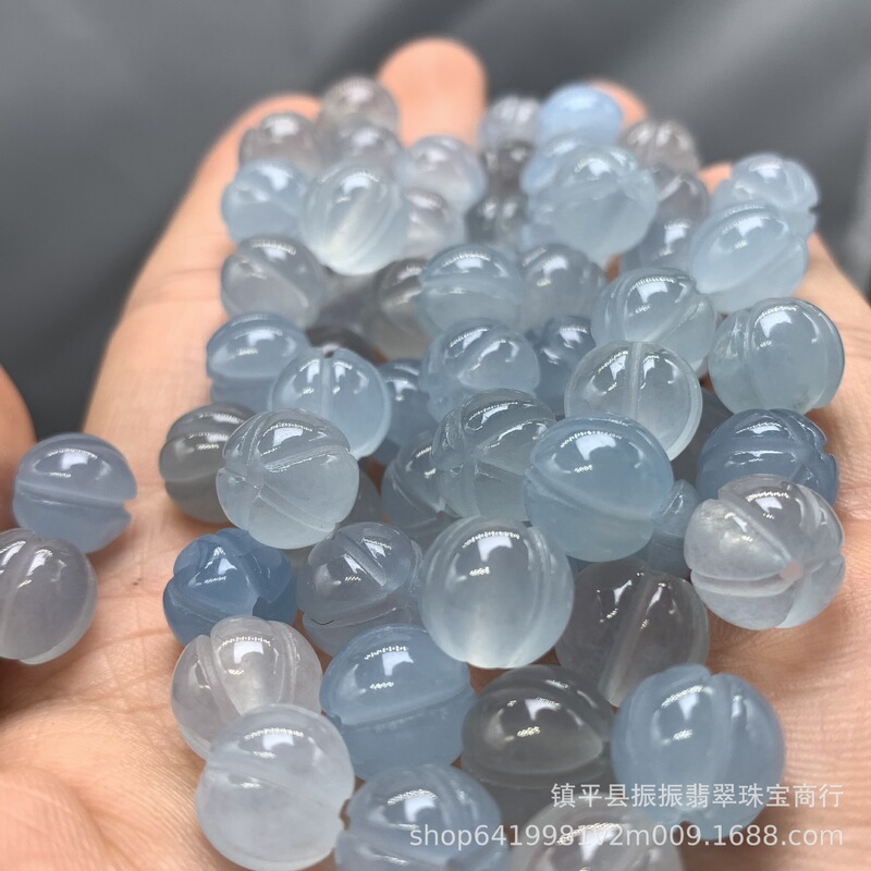 Natural ice seed sea blue 10mm pumpkin beads loose beads wholesale diy jade jewelry accessories necklace bracelet