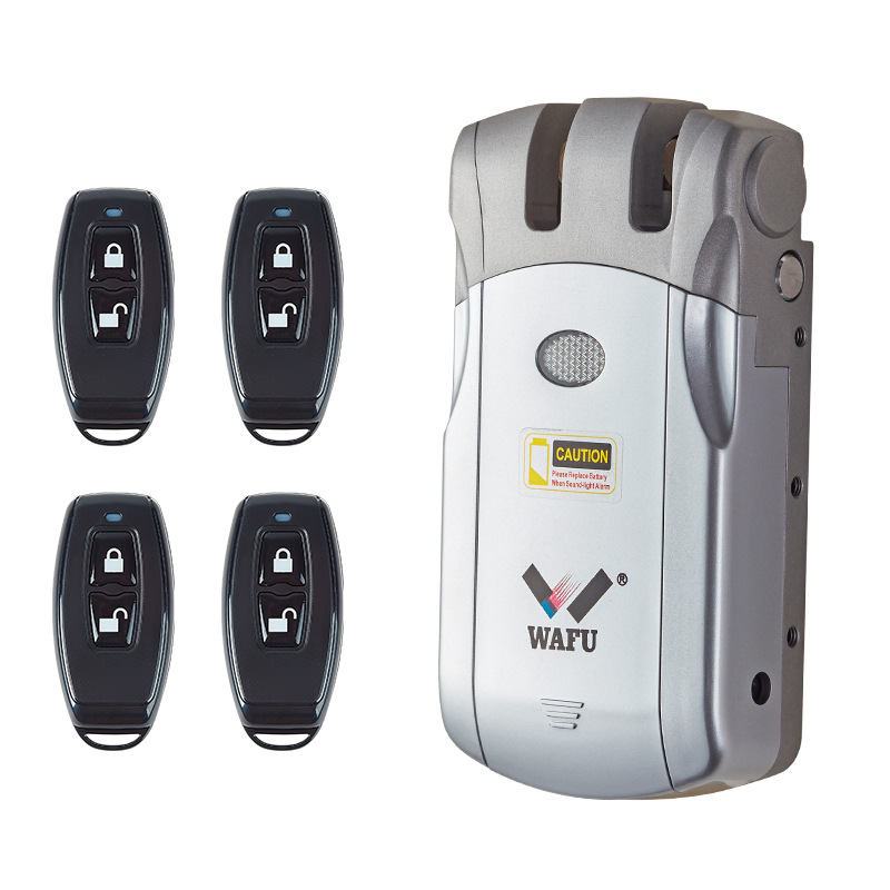 华府智能门锁防盗门隐形遥控锁免接线牛头锁无线电控锁平移门暗锁