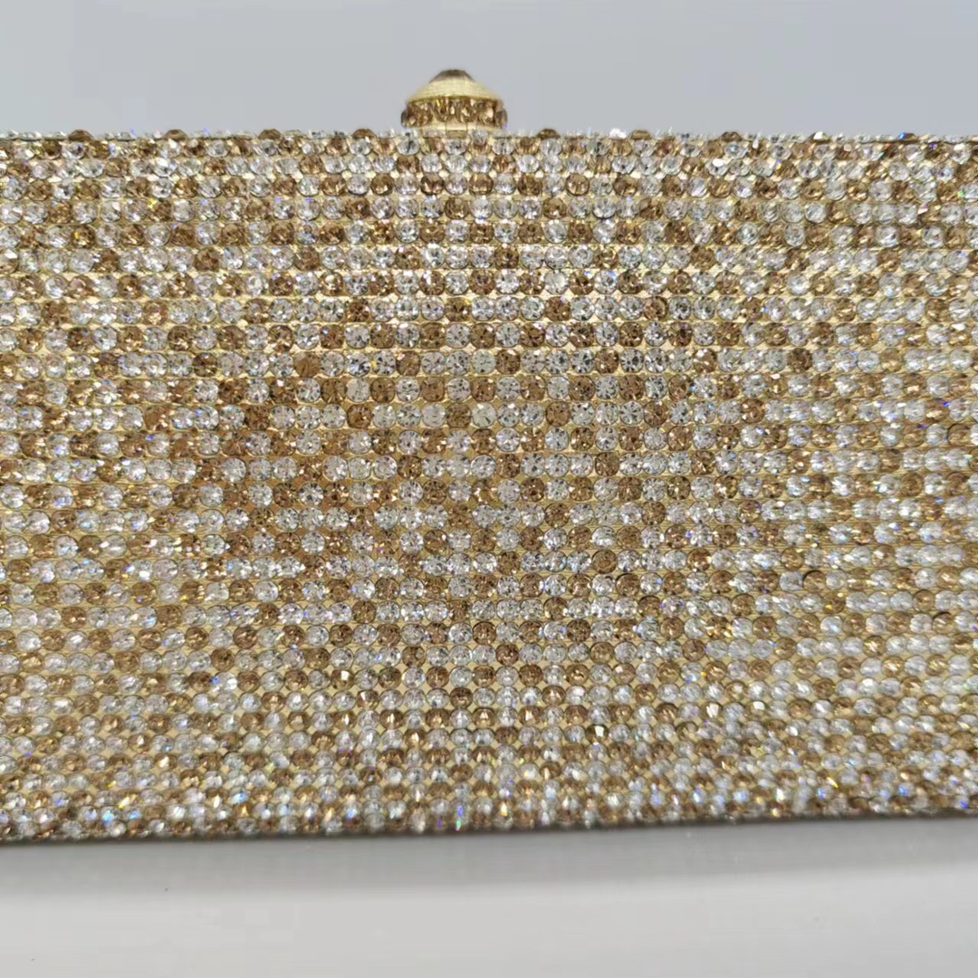 Túi clutch nữ đính kim cương hộp vuông nhỏ kẻ sọc cầm tay dự tiệc — Bạch kim, Cá tính đặt làm