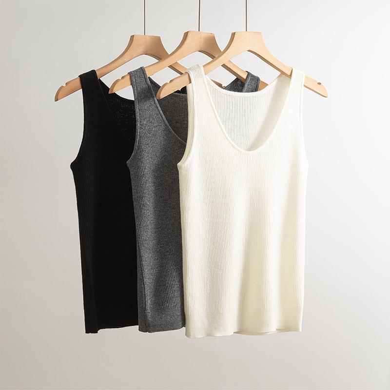 [Hengjia Hj] 100 Wool Vest Women's V Neck Slim Knitwear Layered Bottoming Knitwear Women's Suspbottomer