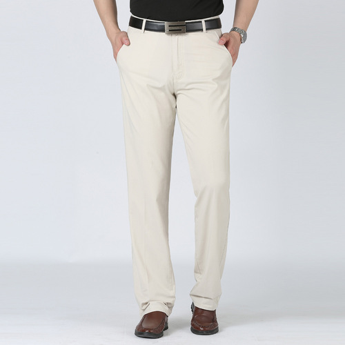 Mid-aged men's casual pants, 40-50 years old, middle-aged and elderly men's pure cotton pants, father's outfit, thin, loose, light business