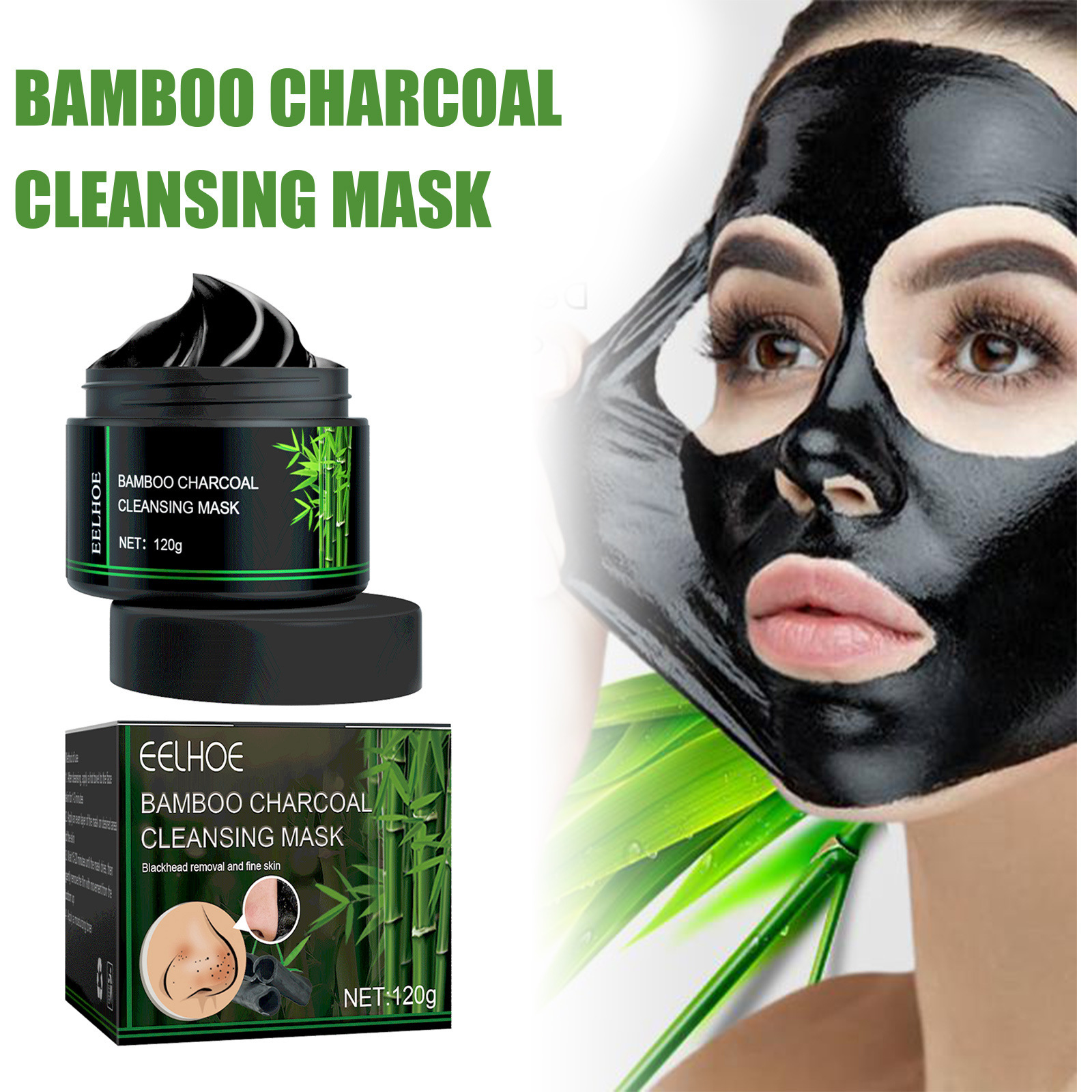 Eelhoe Bamboo Charcoal Blackhead Remover Peel-Off Mask Deep Cleansing Pores Peel-Off Mud Mask
