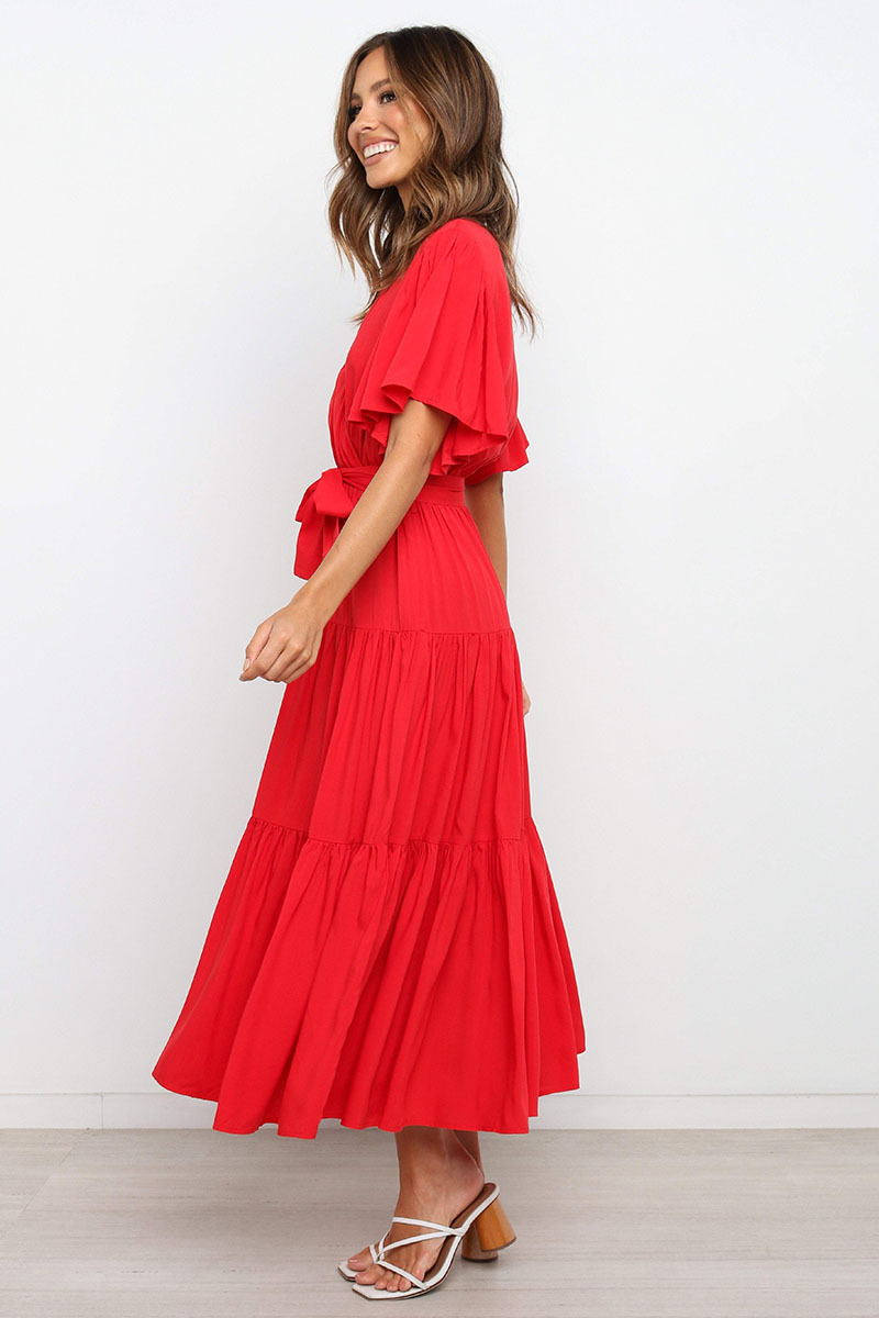 269g Weight Midi Dress Dress Length Type Short Sleeve Sleeve Length Princess Dress Dresses Type Regular Sleeve Sleeve Type Cotton, Polyester Fabric Type Mid Waist Waist Line Holiday, Daily, Selfie Occasion V Neck Neckline Regular Fit Fit Type Solid Color Pattern Summer Season Women's Gender Casual, Elegant, Streetwear Style Wholesale Women's Casual Elegant Streetwear Solid Color Holiday Daily Selfie V Neck Short Sleeve Princess Dress 14