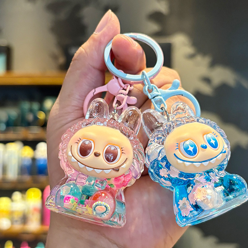 Crystal Oil-Infused Little Rabbit Liquid Sand Bottle Keychain, Unisex Student Backpack Pendant, Beaded Phone Chain Accessory Crystal Oil-Infused Little Rabbit Liquid Sand Bottle Keychain, Unisex Student Backpack Pendant, Beaded Phone Chain Accessory
