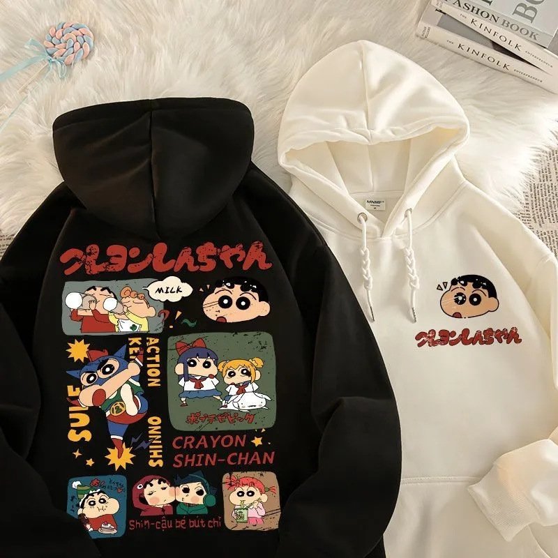 in stock cross-border Taiwan crayon small new university t long sleeve sweater men's and women's autumn and winter jacket bristles thickened lovers outfit