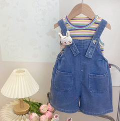 女童夏裝背心兩件套洋氣小女孩可愛背帶褲夏季兒童寶寶套裝2931