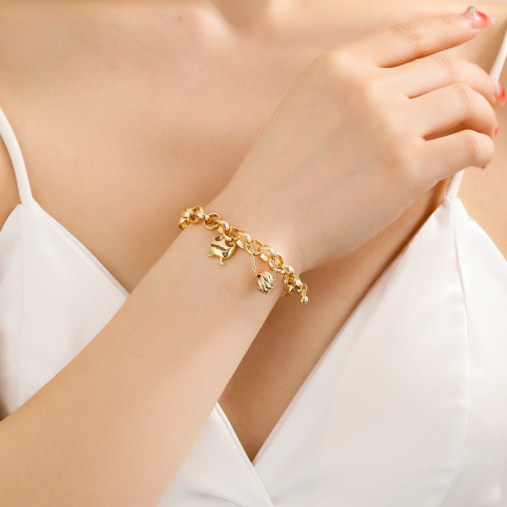 Fashion Geometric Tassel Copper Bracelets Plating Hollow Out Copper Bracelets