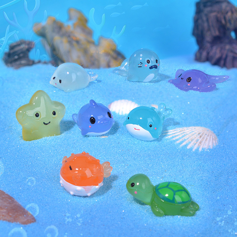 Miniature Glowing Ocean Animals Cute Figurines Fish Tank Landscaping DIY Decorations Blind Bag Accessories Desktop Ornaments