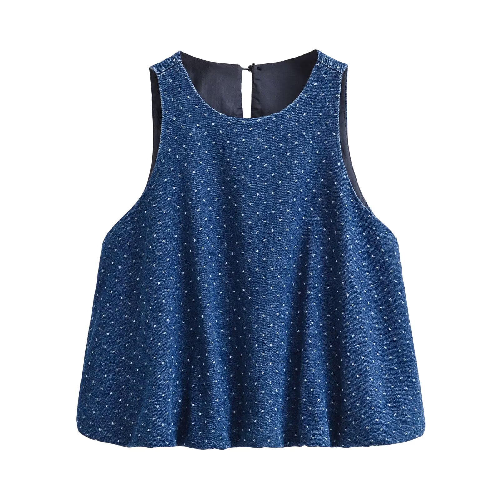 TAOP & ZA mujer verano 2026 nuevo cuello redondo sin mangas trasero abertado suelto camisa corta en forma de A superior image 1