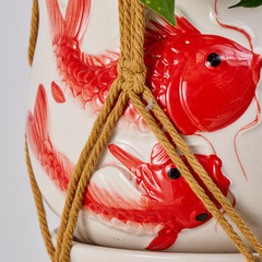 熱銷花盆網兜 植物綠化吊籃懸掛器 棉麻繩手工編織吊繩 花盆弔籃