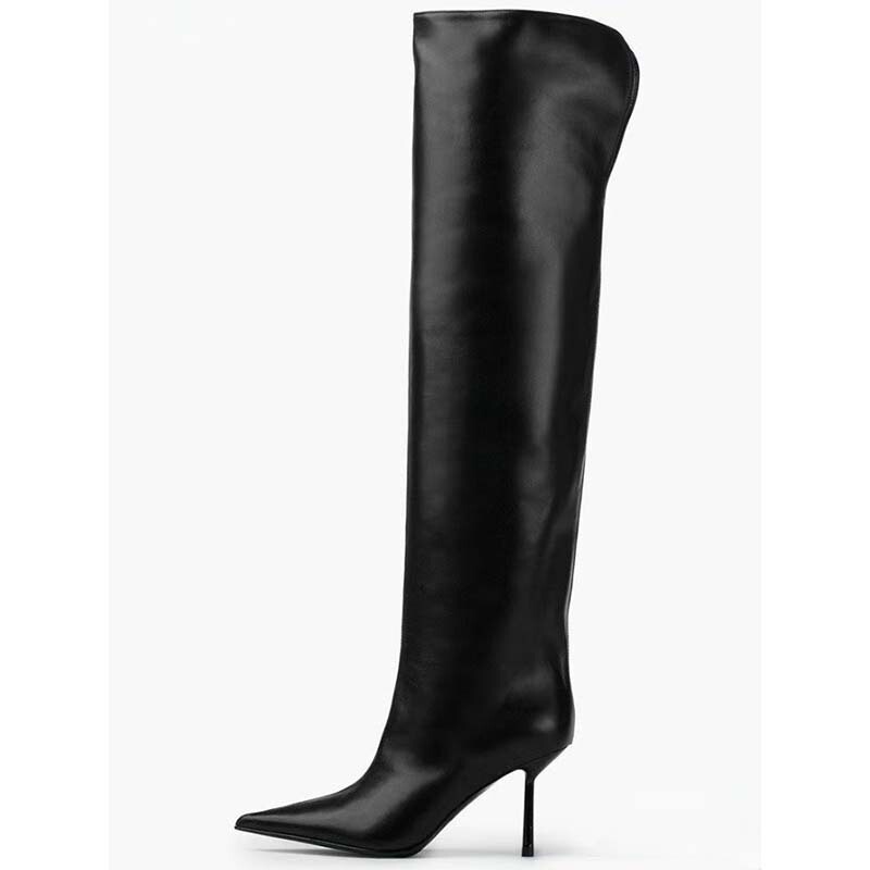 2026 European and American Foreign Trade Slim-Fit Pointed-Toe Stiletto Sexy Over-The-Knee Boots Large Size Slip-On Runway Thigh-High Boots