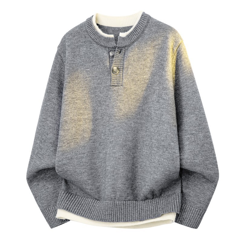 2026年秋季假两件毛衣男2026新款春秋季宽松针织衫打底衫上衣，男装针织衫/毛衣，星座614