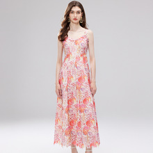 2025夏季新款法式小众彩色立体花朵镂空刺绣吊带裙水溶蕾丝连衣裙