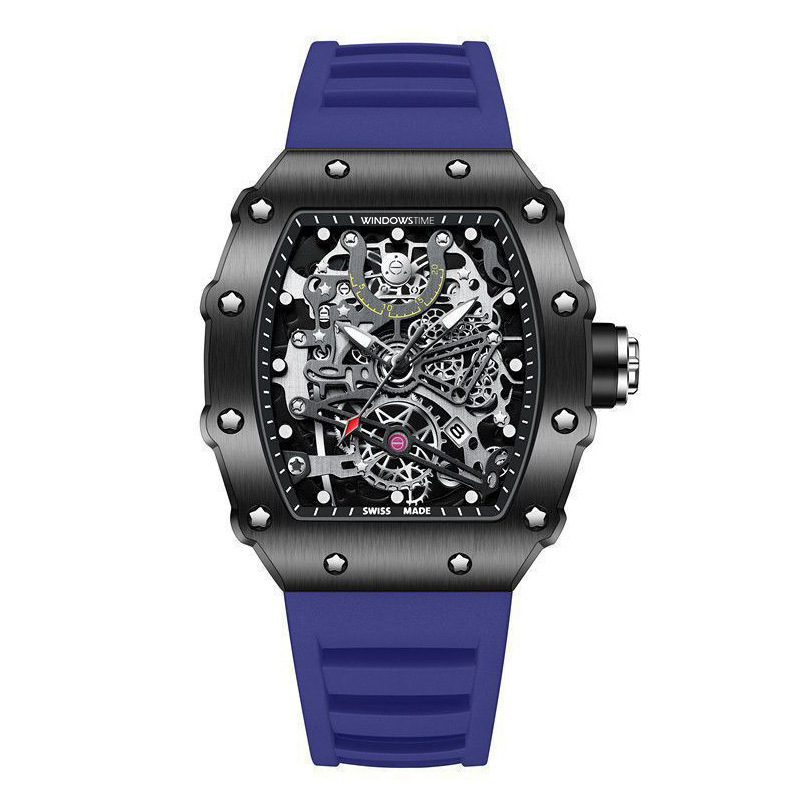 Stable brand watches men's sports silicone tape hollow automatic mechanical watches fashion men's watches cross-border explosions