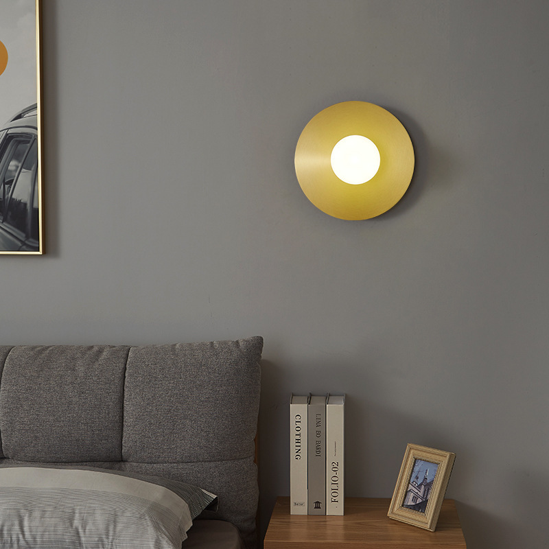 [Strictly Selected] Ins Simple Spherical Brass Chassis Wall Lamp Golden Bedroom Bedside Lamp Scandinavian Indoor Wall Lamp