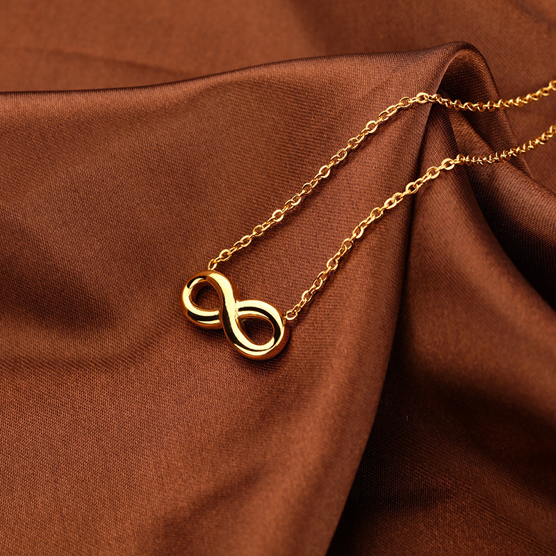 Collier en acier titane, amour infini 8, chaîne de luxe légère à la mode, Design Unique, bijoux qui ne se décolorent pas_voghion.com