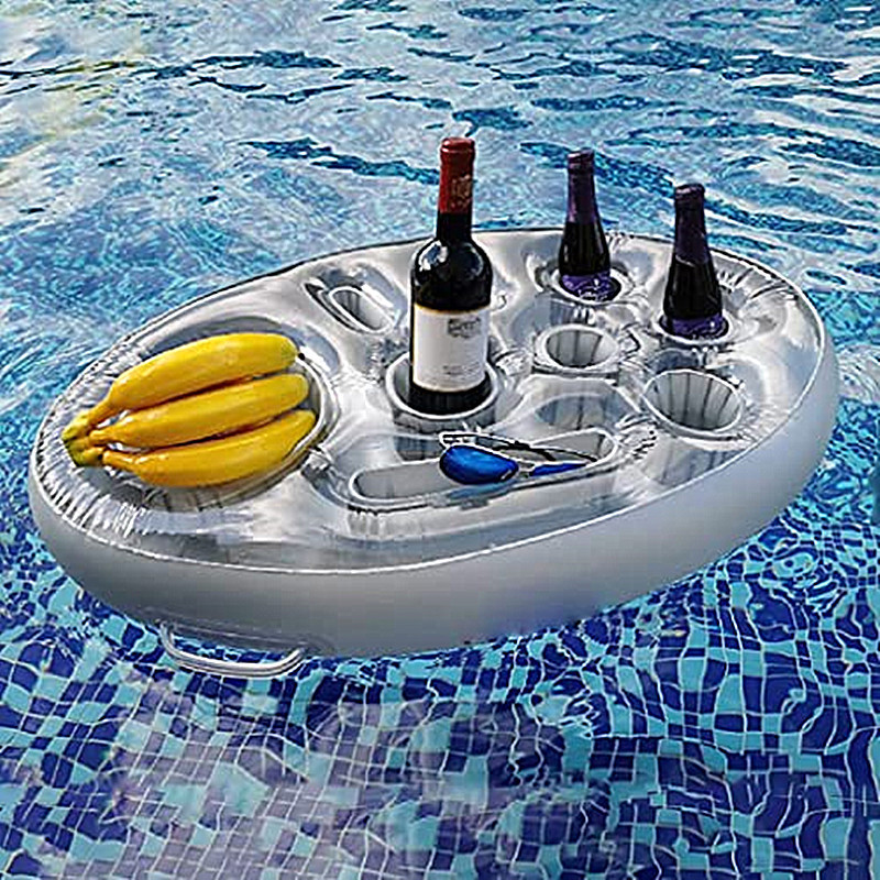 Custom PVC inflatable floating row floating beverage holder cup holder spa bar hot tub floating food tray