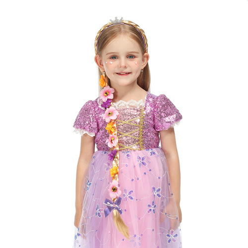 Elsa from Frozen Princess Braided Hair Accessory, Children's Crown with Floral Braids, Long Hair Princess Hairband Braided Skirt Accessory
