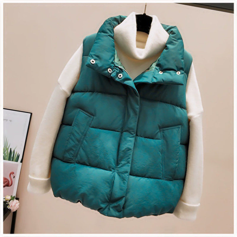 Demi-season short vest with down, keep warm down jacket, plus size, fitted