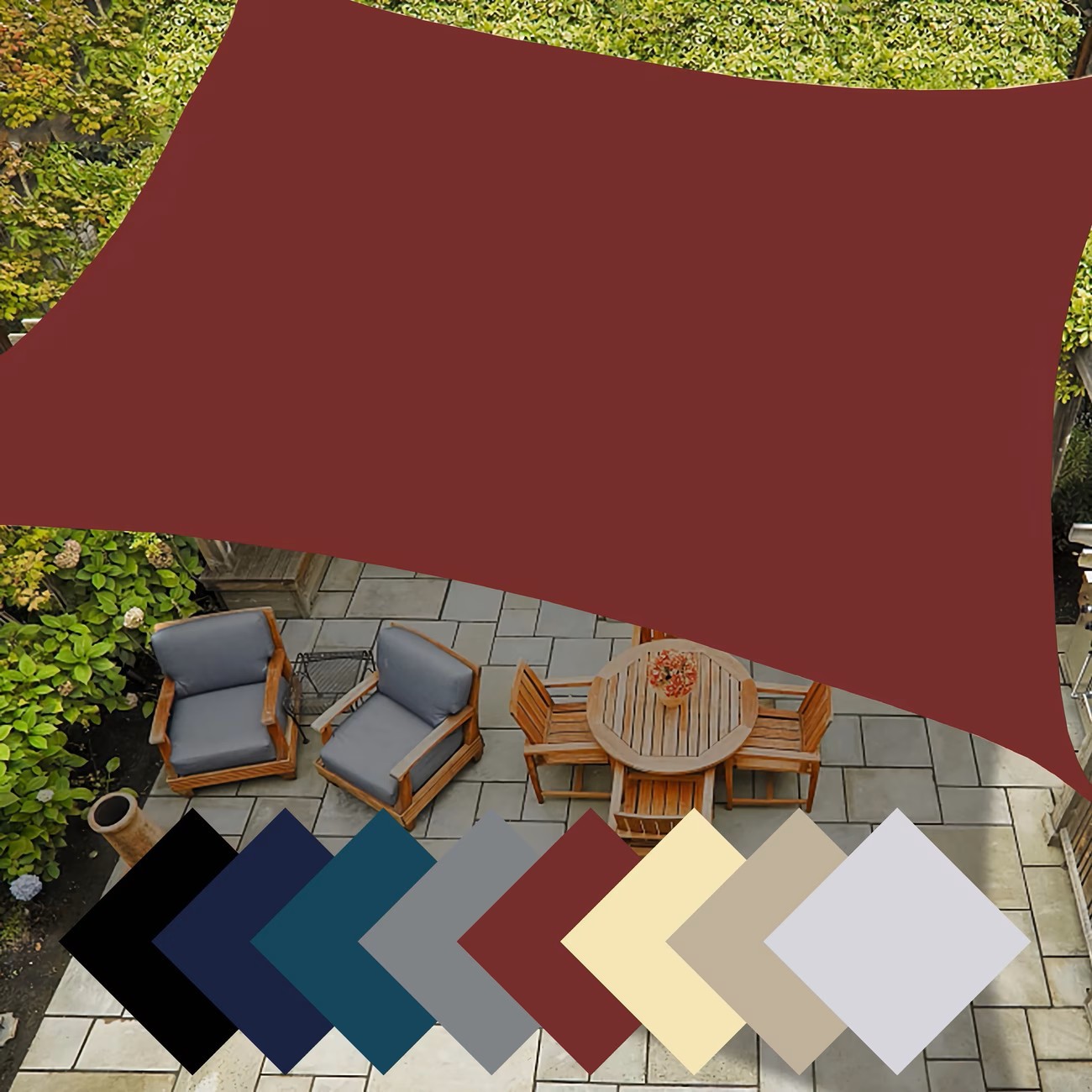 Cross-border outdoor rectangular rainproof sunshade sail for balcony and yard, sun-resistant and waterproof canopy fabric