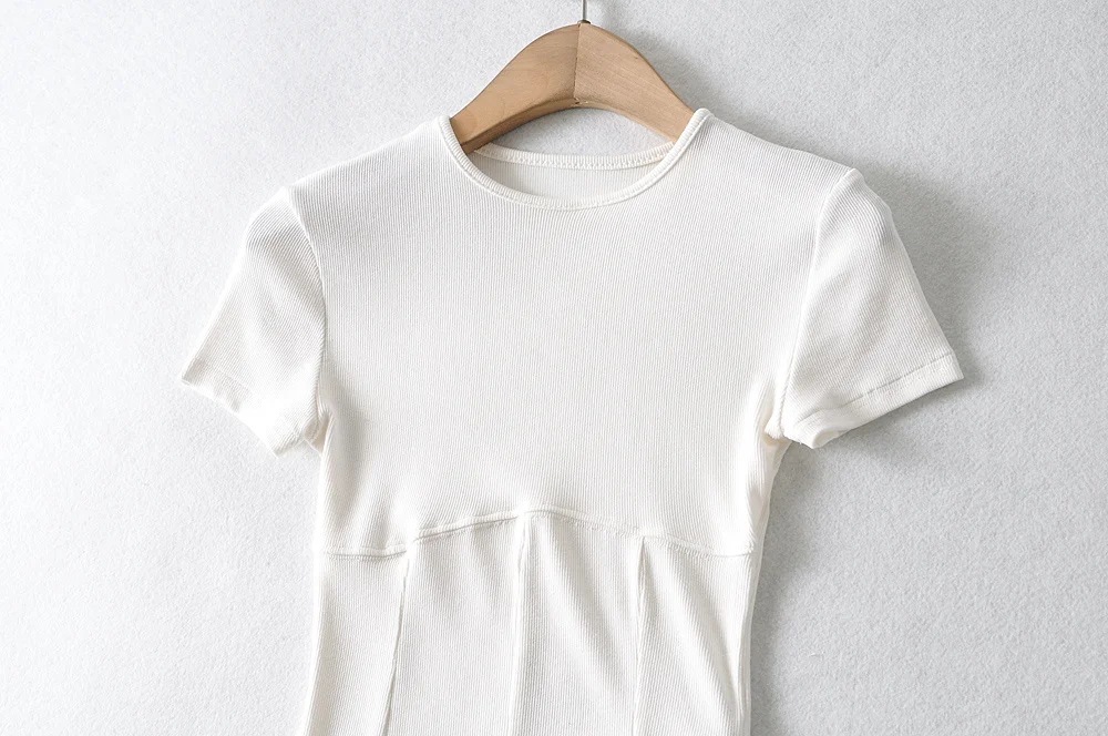 summer new fashion stitching short round neck solid color short-sleeved T-shirt  NSAC31329