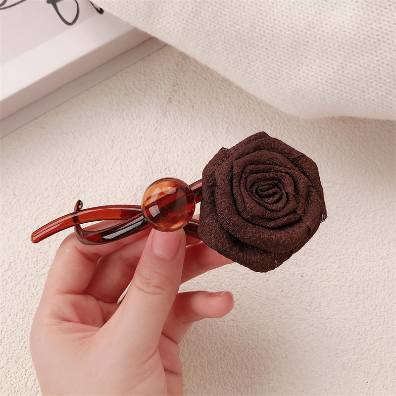 Nuevo estilo chino rosa seca clips para el cabello feminino torcido una palabra agarrar clips para el cabello en la cabeza detrás de la boca de pato clips para el cabello adornamiento