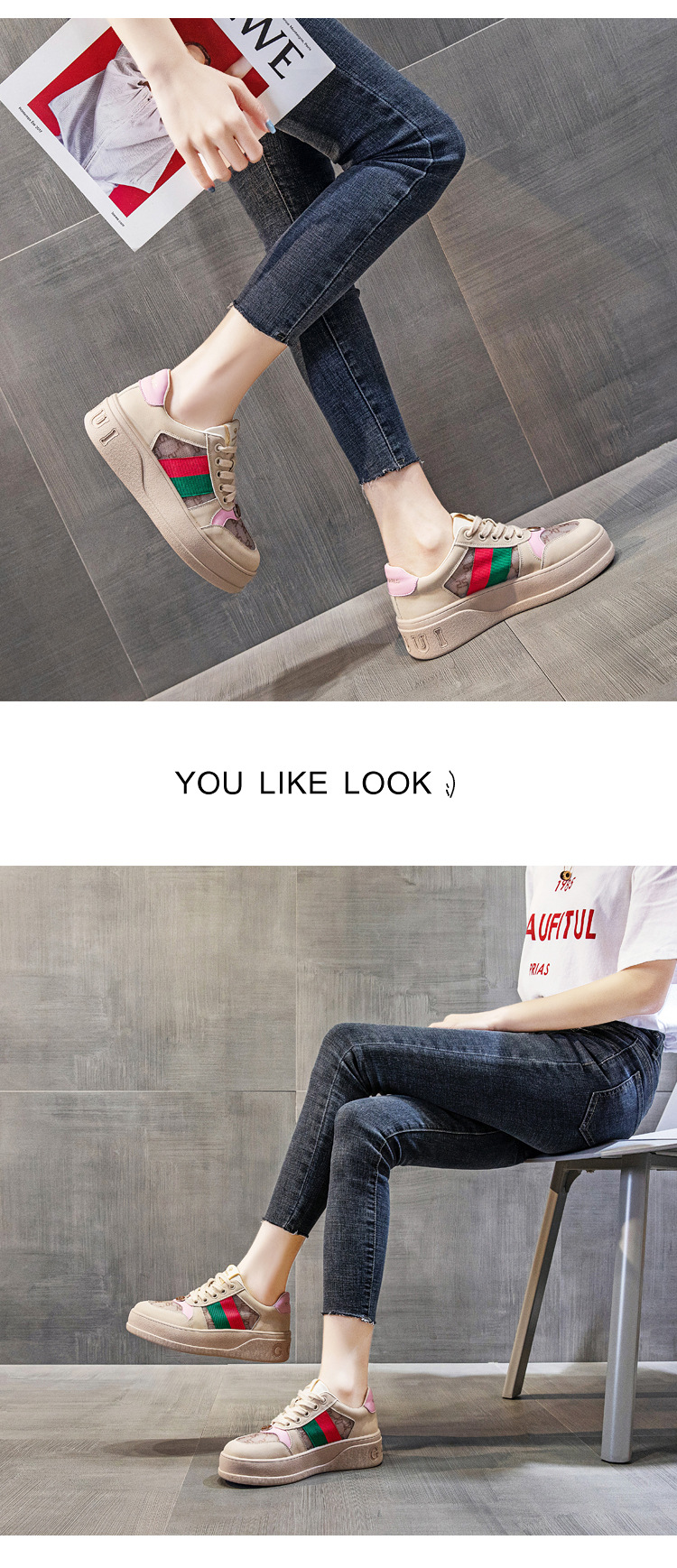 2023 Spring And Autumn New Leather Thick-soled Sneakers Women&#39;s Net red sponge cake dirty shoes European goods mesh women&#39;s shoes tide_voghion.com