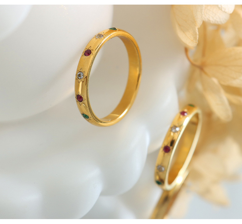 Fashion Circle Titanium Steel Rings Plating Zircon Stainless Steel Rings