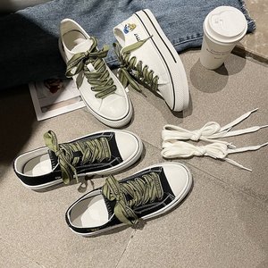 学生帆布鞋女2021年新款夏季韩版ins潮时尚休闲平底系带帆布单鞋