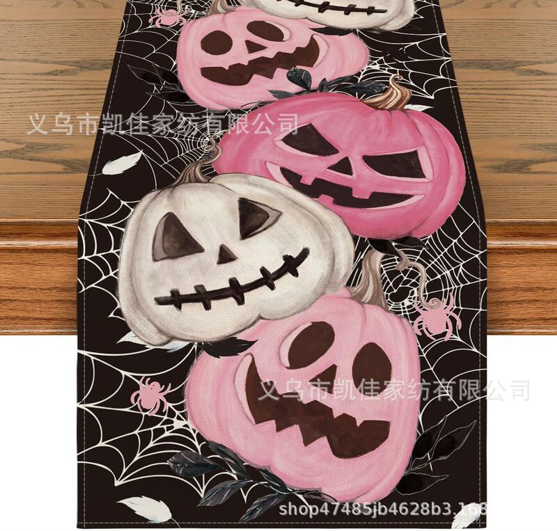 新型国境を越えたハロウィーンテーブル旗カボチャテーブル旗テーブル装飾亜麻材質メーカー直販|undefined