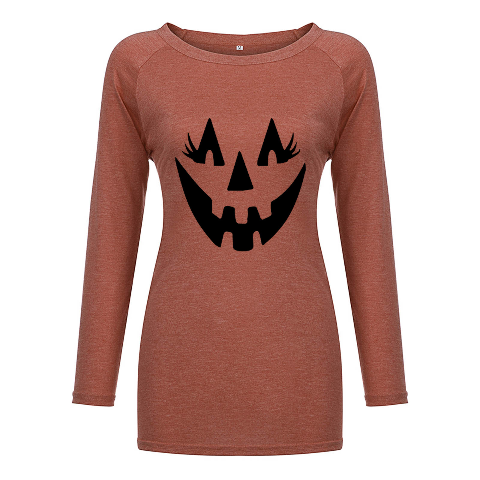Women's T-shirt Long Sleeve T-shirts Printing Fashion Pumpkin Grimace display picture 4