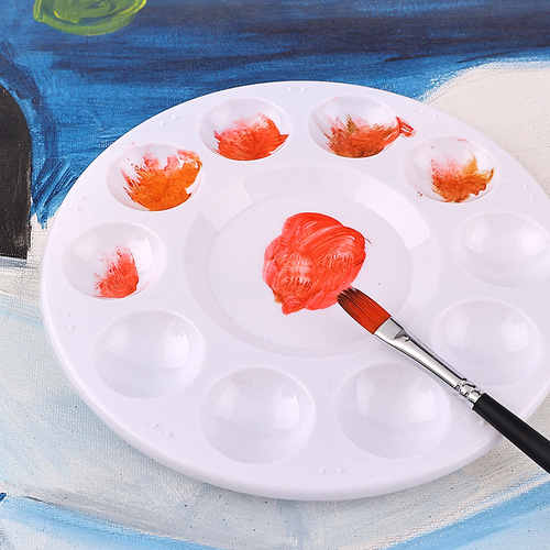 Plastic Ten-Hole Palette Double-Lid Rosewood Covered Palette Watercolor Palette Painting Palette Wholesale