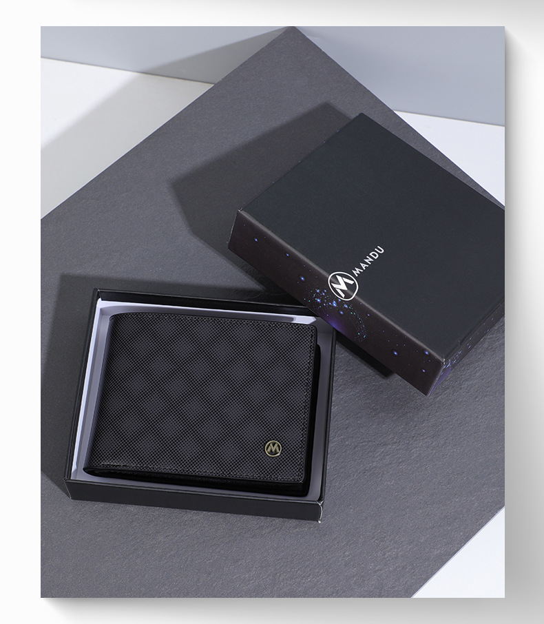 Men's Plaid Pu Leather Open Wallets display picture 2