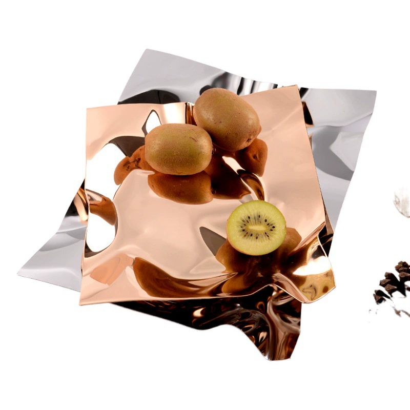 Европейский креативный стиль, нестандартная форма, тарелка для закусок, фруктовый столик, высококачественная тарелка для фруктов из нержавеющей стали, гостиная, декоративная тарелка для фруктов с волнистым узором