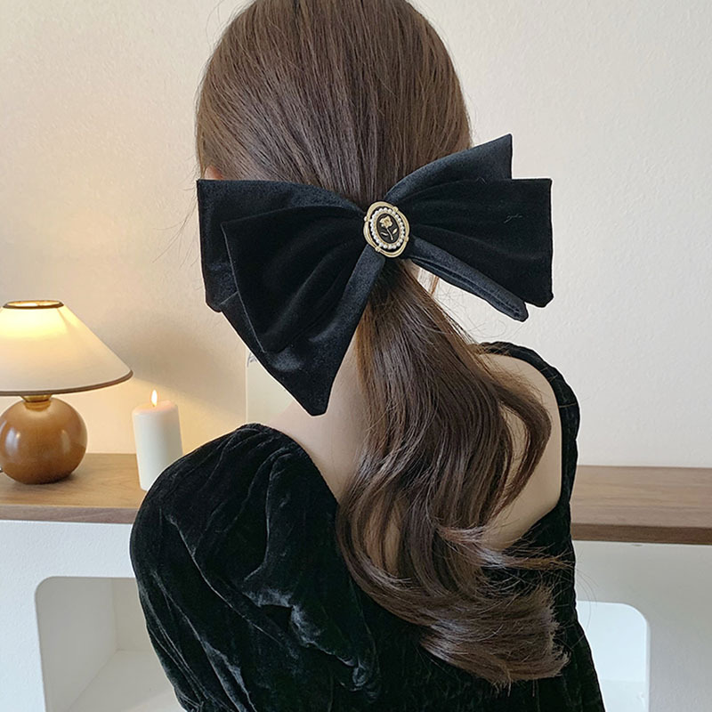 Französische High-End-Haarspange in Schwarz für Damen mit übergroßer Schleife, Tiara, Haarspange im koreanischen Stil für den Hinterkopf, elegante Haarspange_voghion.com