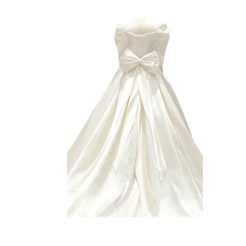 Satin Wedding Dress Main Gown 2025 New Bride Sleeve French Heavy Craft Luxurious Court Style Exit Veil With Long Train_voghion.com