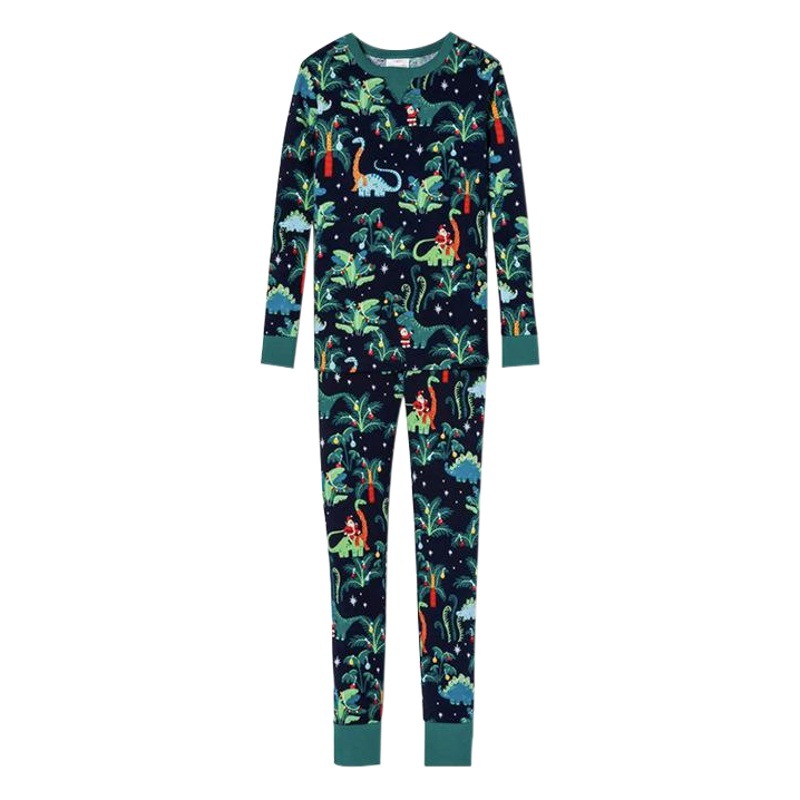 Amazon Impresión de algodón transfronteriza familia bebé niños y niñas cinturón de bebé perro dinosaurio europeo Navidad entre padres e hijos Pijamas