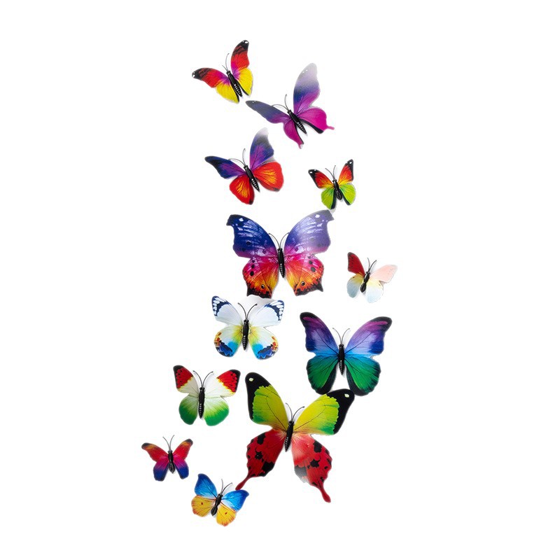 Etiqueta engomada de pared tridimensional 3D simulación mariposa pvc plástico color mariposa imán imán refrigerador decoración del hogar de alta calidad