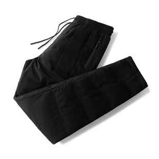 Windproof waterproof cotton pants men's Northeast outer wear down cotton warm pants trousers elastic waist winter casual pants winter