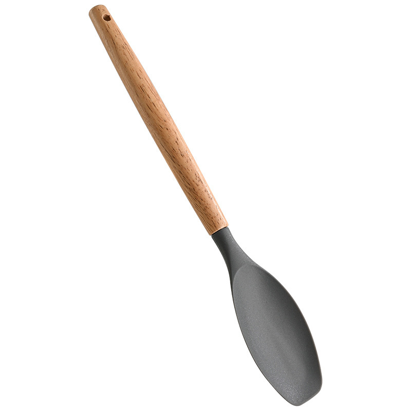 Silicone spatula spatula household stir-fry spatula non-stick pan food grade high temperature resistant wooden handle silicone spatula suit kitchen