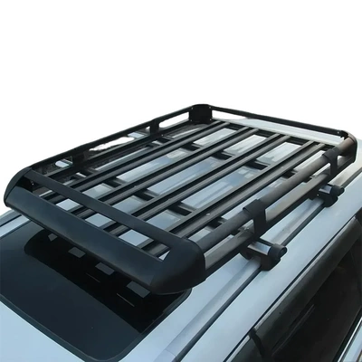 Car Roof Rack Suv Vehicle Travel Frame Shelf Dedicated Luggage Frame Basket Platform Rack 4×4 Off-Road Vehicle (Roof rack) - black-single-frame-130cm100cm