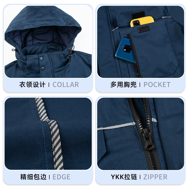 (2개) 국경을 넘은 순수 코튼 분리형 작업복 코튼 의류 맞춤형 남성 두꺼운 따뜻한 자동차 유지 보수 다운 노동 보호복 코튼 재킷