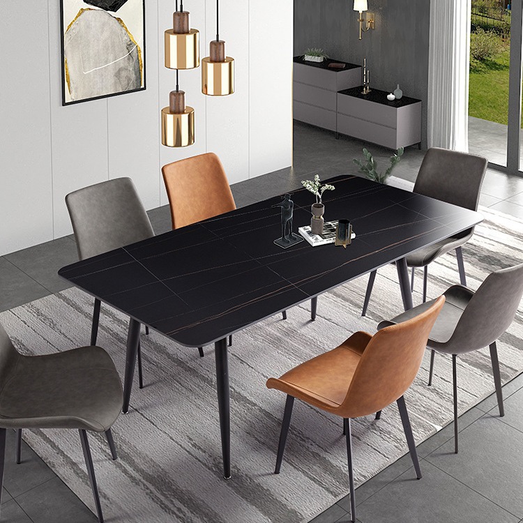 Moderna celebridad de Internet, mesa de comedor y silla de losa de lujo simple y ligera, hogar pequeño apartamento, mesa de arroz rectangular, mesa y silla italiana