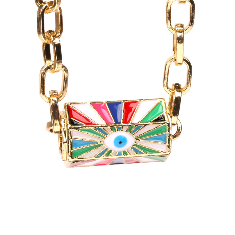 Devilu0027s Eye Copper Drip Necklace Female Ins Hip Hop Tide Gold Plated Thick Chain Clavicle Chain 