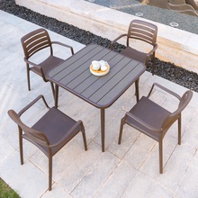戶外家用庭院花園陽台餐椅桌椅組合咖啡店餐廳外擺一體式桌椅套裝