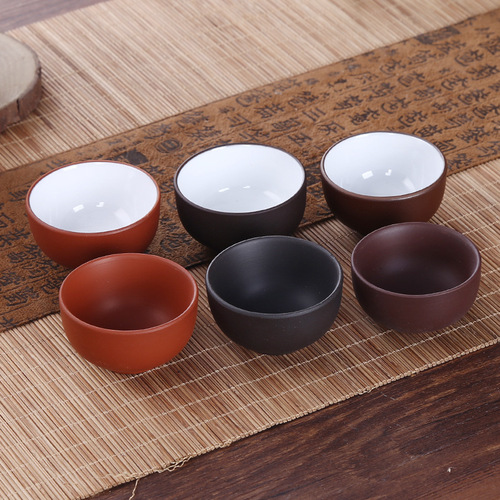 Wholesale Zisha Zhu Ni medium-sized teacups, Pu-erh Gongfu tea cups, Zhu Ni ceramic small tea cups, white glaze straight-mouth cups