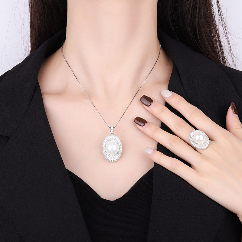 Zhuang Sheng joyería S925 plata con incrustaciones aobei madre perla vintage europeo y americano blanco joyería traje 14 mm12mm