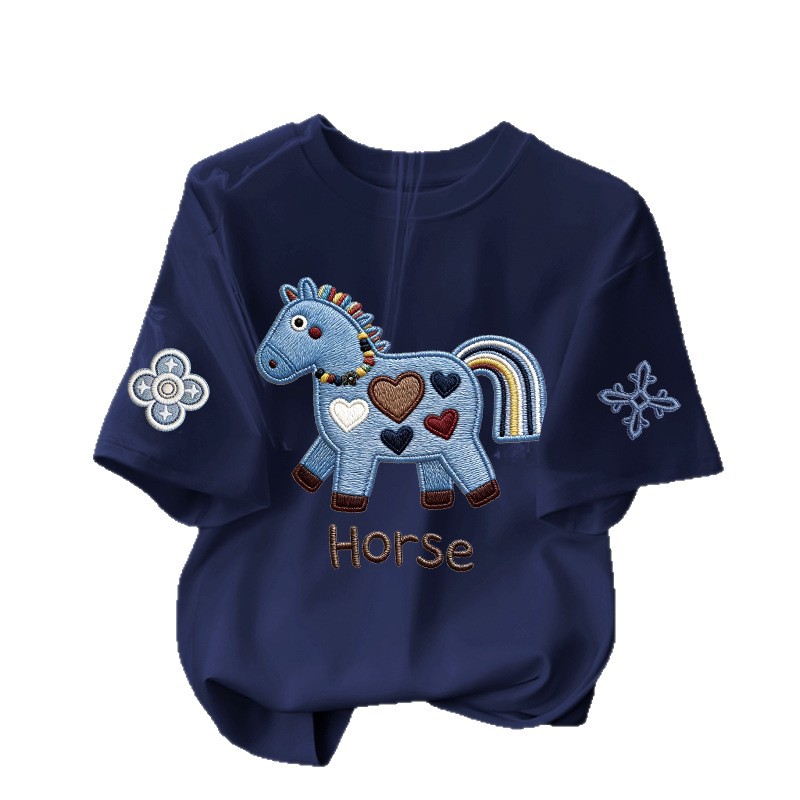 2026新款女童短袖纯棉T恤夏季印花女孩卡通上衣t恤宝宝中大童半袖详情5