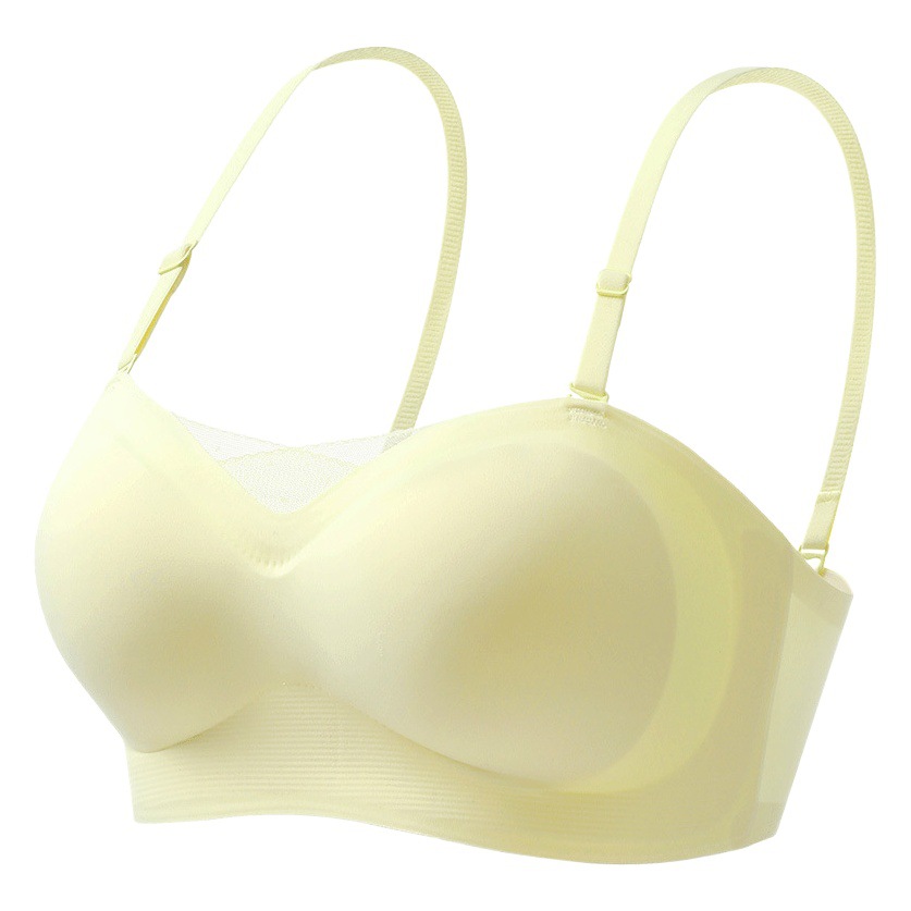 Pecho pequeño de las mujeres de verano empuja hacia arriba sin costuras sujetador antideslizante sin tirantes tubo superior delgado transpirable sin costuras sujetador de las mujeres